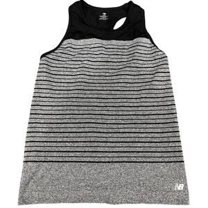 New Balance Tank Top Women S Gray Black Stripe Athleisure Active Gym Workout